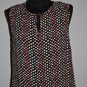 Kasper Sleeveless Polka Dot Shirt Size M